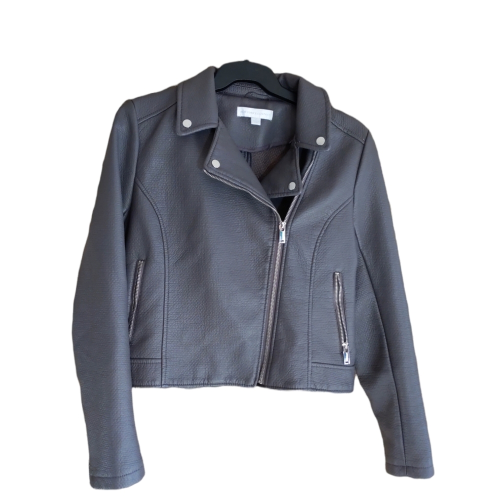 New York & company faux pebbled leather Moto jacket